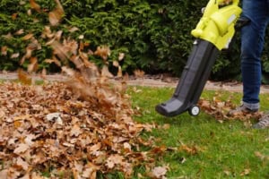 Laubbläser im Herbst im Einsatz (depositphotos.com)