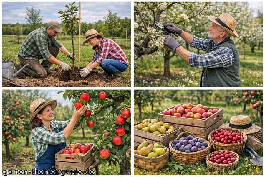 Pflege und Ernte regelmäßig durchführen - Obstgarten anlegen