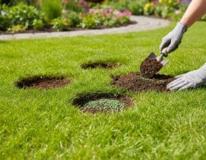 Mehr über den Artikel erfahren Löcher im Rasen ausbessern
